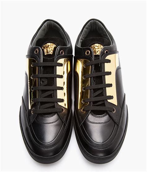 versace black leather sneakers|versace black and white sneakers.